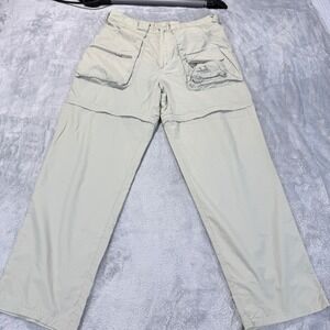 Cabelas Guide Wear Mens Convertible Zip Off Pants Khaki Nylon Size M